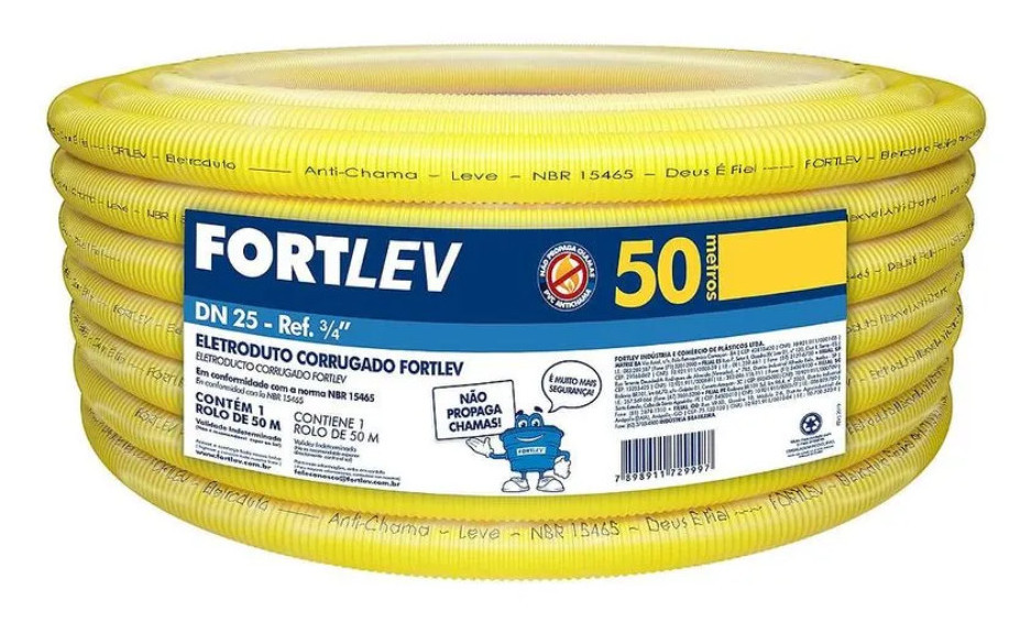 50M MANGUEIRA CORRUGADA AMARELA 3/4 (25MM)