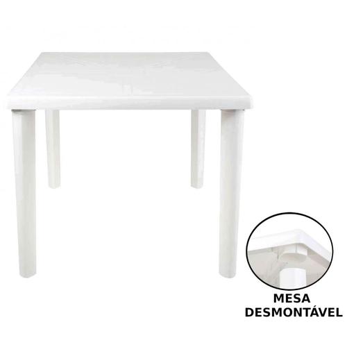 MESA PLAST. BRANCA DESMONTAVEL QUADRADA