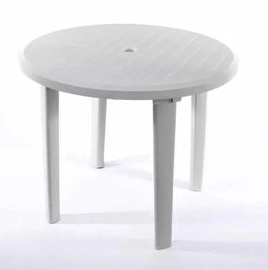 MESA PLAST. BRANCA DESMONTAVEL REDONDA