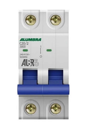 DISJUNTOR DIN BIPOLAR BRANCO 20 AMPERES