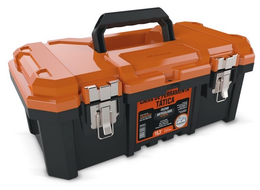 CAIXA DE FERRAMENTAS 18.3" C/ FECHO METAL - LARANJA