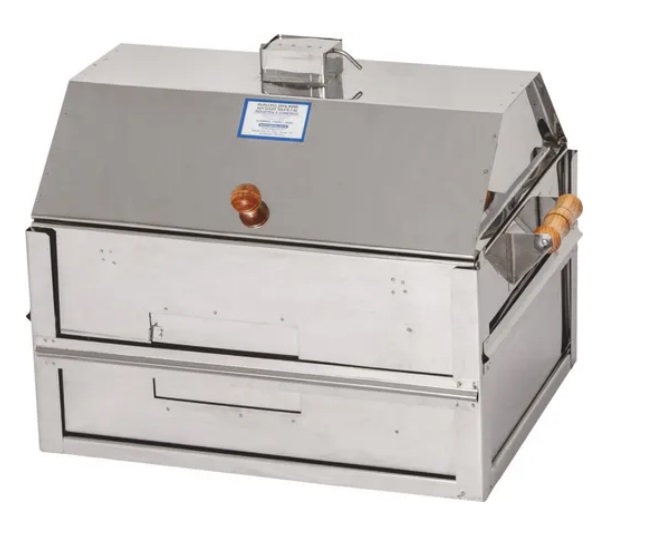 CHURRASQUEIRA INOX C/TAMPA GRANDE