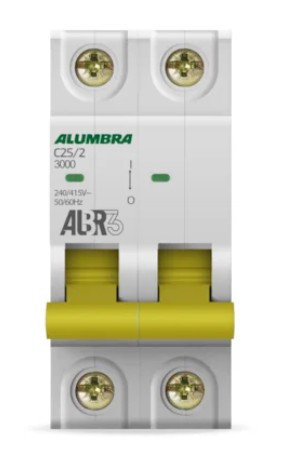 DISJUNTOR DIN BIPOLAR BRANCO 25 AMPERES