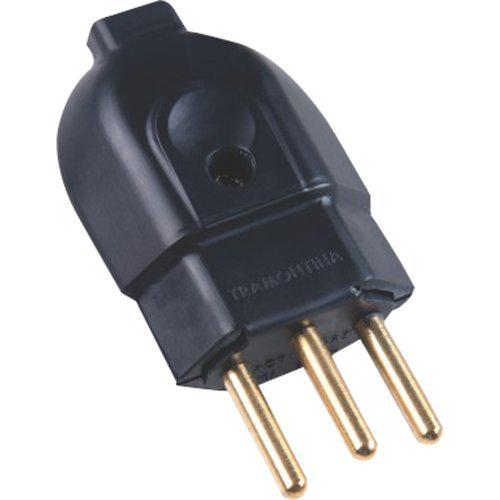 PLUG MACHO 2P+T PRETO 10A - 57403/003