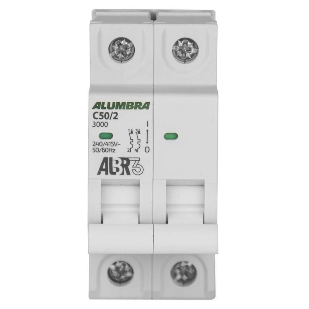 DISJUNTOR DIN BIPOLAR BRANCO 50 AMPERES