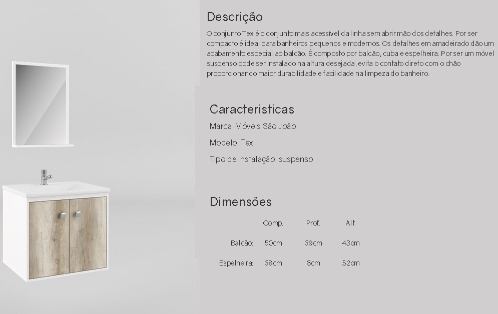 KIT BALC TEX 0.50 BRANCO C/ BARRIQUE